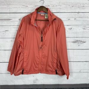L.L. Bean Mens orange zip-up roll in hoodie windbreaker - XXL